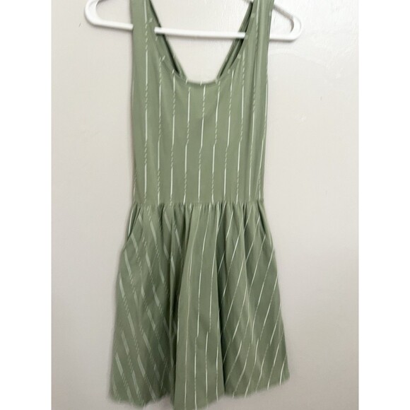 Elegantees XS Women's Dress 95% Organic Cotton Sage Green A-Line Made In Nepal - Picture 3 of 6